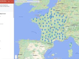 Carte regroupant le nombre d'exploitants drones enregistré sur Alpha Tango